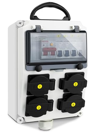 Power Distribution Box, 110V High Current Wall Mount Electrical Box with NEMA 5-20 Power Outlet Pane,IP54 Electrical Breaker Socket Distribution Box for Construction Sites, workshops and Factories