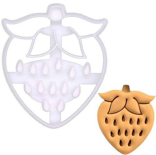 BAKERLOGY Erdbeere Ausstechform - Detailliertes Keksausstecher-Design zum Backen und Basteln, ideal für Fondant, Teig, Ton