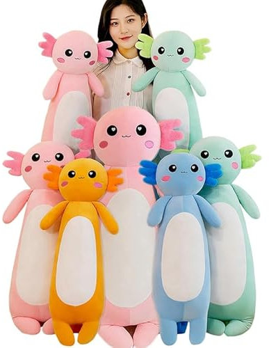 Kekeso Langes Axolotl Plüschtier,Kawaii Axolotl Kuscheltier Stofftier Rosa Axolotl Plüsch-Kissen, für Mädchen und Jungen Salamander Plüschtier Geschenk für Weihnachten (Pink, 100cm/39.371inch) 010
