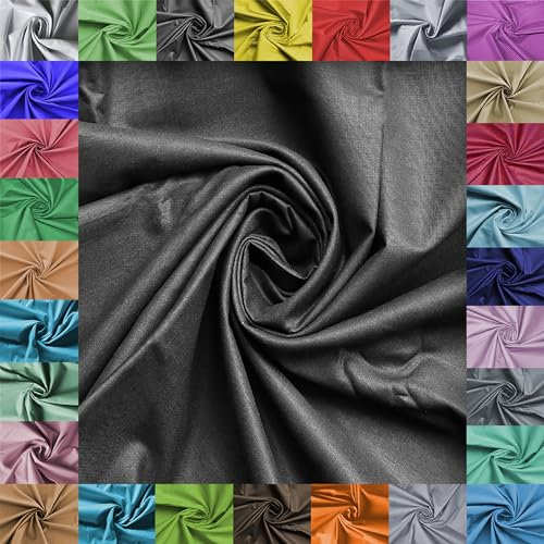 Stoff Virginia Tex, Meterware, Baumwollstoff 100%, große Breite 240 cm, Baumwollstoff 100% Oeko -Tex Standard 100 Unifarben zum Nähen (Schwarz, 100 cm)