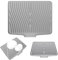Alfombrilla Escurreplatos Silicona, Escurridor Fregadero Alfombrillas Antideslizante Cocina Bandeja Resistencia a Altas Temperaturas Dish Drying Rack para Platos, 40 x 33 x 1.5 cm Gris