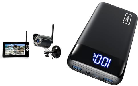Technaxx Easy Überwachung Kamera Set TX-28 mit Aufnahmefunktion & INIU Power Bank, 20000mAh Power Bank Schnellladefunktion USB C Input & Output