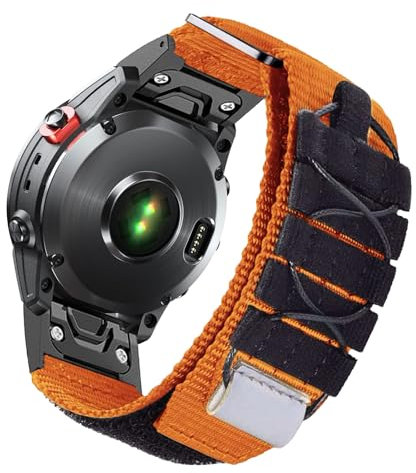 SumRioo QuickFit 26mm Armband für Garmin Fenix 7X Pro Solar/7X Pro/7X Solar/7X/6X Solar/6X Pro/6X/5X Plus/5X, Nylon Ersatzarmband für Garmin Fenix 3/3HR/Epix Pro 51mm/Tactix Delta Solar, Orange