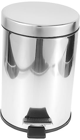 OFFSCH Foot-operated Trash Can Grey Stainless Steel Pedal Trash Bin for Kitchen Bedroom Office Garbage Container