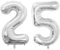Geburtstag zahlen Luftballon 25 jahre-Silber XXL Jumbo Folienballon 40 Zoll – 101 cm Luftballons 25 Geburtstag Junge Mädchen Babyparty Geburtstagsdeko Jubiläumsparty Dekoration