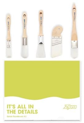 5-Piece Detail Paint Brush Set with Assorted Paint Brushes for Murals, Furniture and Home Projects, White