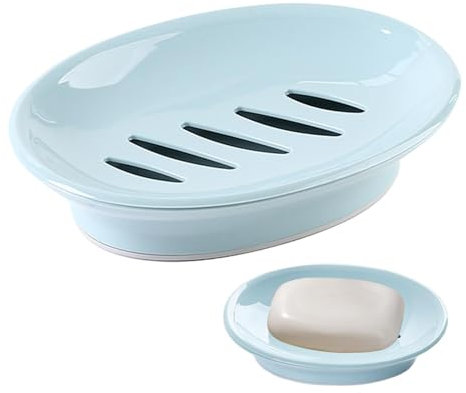 Porte-Savon avec Trou de Drainage, Boite a Savon en Plastique, Porte Savon pour Douche, Porte-éponge, Protection de Savon, pour Garder Le Savon Sec et Propre, Our Salle de Bain Douche Cuisine