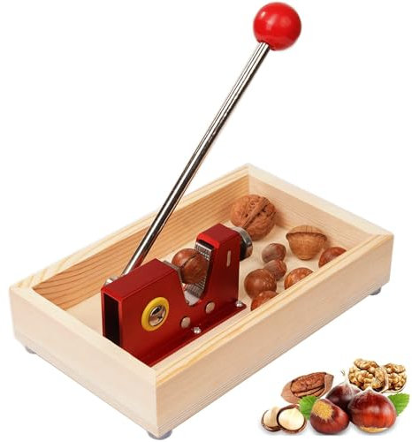 LAIKAIEU Noce Schiaccianoci Cracker di Conchiglie Apri di Macadamia, Manico in Metallo Resistente E Organizzatore in Legno per Nocciole, Noci del Brasile, Mandorle, Noci Pecan, Noci (Migliorato)