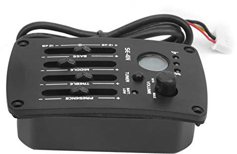 Modèle SE-4N de Micro égaliseur 4 Bandes avec Accordeur intégré Prises de Sortie 6.35mm/XLR pour Contrôle des Aigus de Guitare Folk Classique