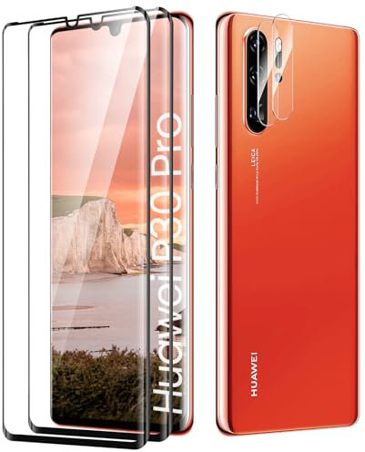 Pellicola Protettiva in Vetro Temperato per Huawei P30 Pro, Sensibile al Tatto Pellicola Vetro Temperato, Durezza 9H, Alta Trasparente, Caso Amichevole, Ultra HD, 2+2 Pezzi