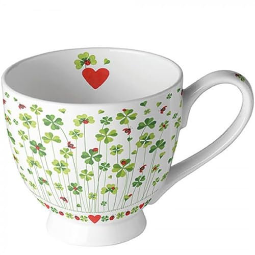 Ambiente Porzellantasse 450 ml Becher Kaffeebecher Good luck