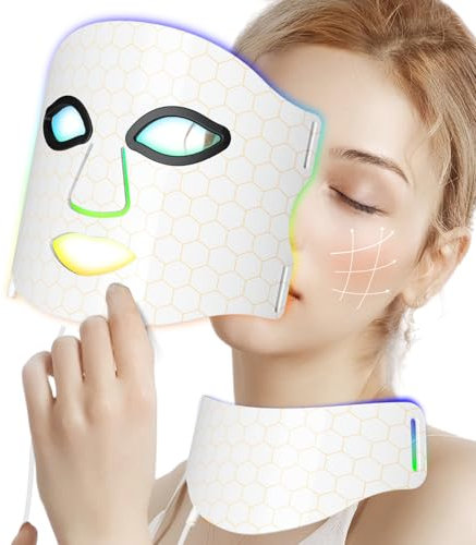 Maschera Led Viso in 7 Colori,Maschera Led per Viso & Collo,Led Mask ha Effetti Di Ringiovanimento Della Pelle, Antietà e Antirughe per Tutti i Tipi di Pelle