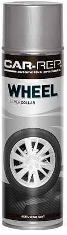 Car-Rep Wheel Silver Dollar Acrylic Spray Paint 500mL High Gloss Wear Resistant