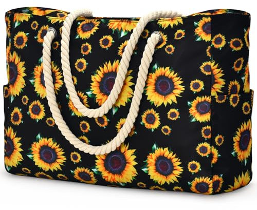 oscaurt Strandtasche Badetasche XXL Familie Shopper Tasche Damen Wasserdicht Tote Bag Beach Bag Einkaufstasche mit Reißverschluss Handtasche Damen Groß Faltbare Reisetasche