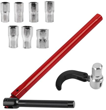 Chiave per Rubinetto, Con Utensile per L'installazione di Manicotti da 8-17 mm, Chiave a Tubo per Rubinetti, Robusto e Durevole, per Installazioni Sanitarie di Rubinetti per Lavabo (Rosso)