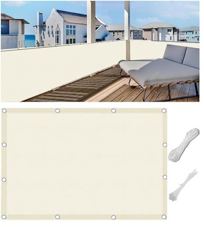 Woace Brise Vue Balcon Extérieur Imperméable UV Résistant Vent Protection Brise Vue de Balcon pour Terrasse Jardin Balcon Patio Crème 85x1000cm