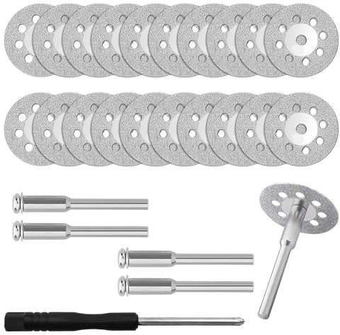CONNECTION 20Pezzi Diamantati Da Taglio 22mm Dischi Diamantati Mini di Tagliante Diamante Dischi Taglio con Cacciavite e 4 Mandrino Arbor per Tagliare Pietra Metallo Vetro Piastrelle Preziose Ceramica