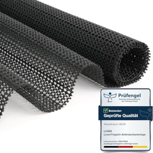LUSEE Antirutschmatte für Teppich, 80×150 cm, rutschfeste Teppichunterlage, Luftdurchlässig, Zuschneidbar & Wasserdicht, Antirutschunterleger als Bodenschutz für Parkett, Laminat und Fliesen, Schwarz