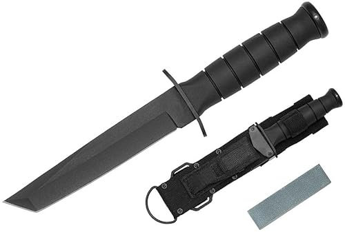 KS-11 Tanto Knife Outdoor Messer Robuste 440er Edelstahl Klinge – Survival Messer mit rutschfesten Griff ideal zur Bushcraft Ausrüstung - Schnitzmesser