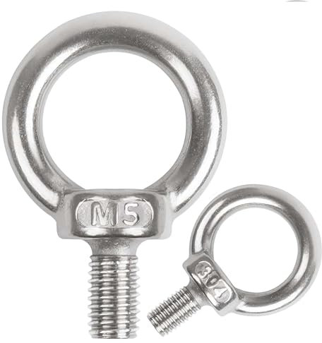 huruirui 10pcs Anneau de Levage M5 Boulon à Oeil Acier Inoxydable 304 A2-70 Anneau a Visser Piton à Oeil Filetage Mâle pour Fixation, Suspension Intérieur et Extérieur