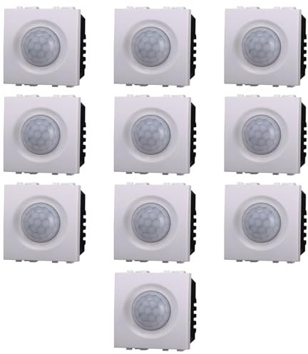 10x Sensore di movimento PIR, Moduli bianchi, Compatibile Con Vimar Arke', frutti, interruttori, pulsanti, deviatori, dimmer, sensori, PIR, buzzer, Per Placche originali e compatibili