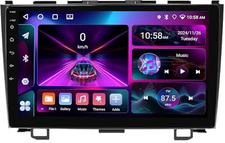 9 Pulgadas 2 Din Android 14 Pantalla táctil Automóviles Radio para Honda CR-V 3 RE CRV 2007-2011 con CarPlay inalámbrico GPS Navi Cámara de Respaldo Controles del volante Bluetooth(H100(1+32G))