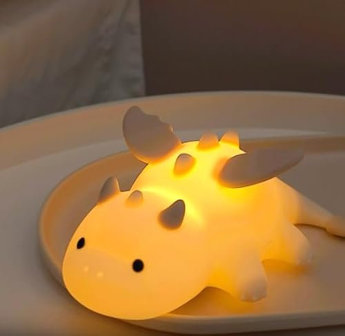 Veilleuse Bébé, Lampe Wyvern Mignonne - Silicone Souple Veilleuse Enfant avec Adsorption Magnétique, 3 Réglages D'intensité Lumineuse, 7 Couleurs Changeantes, Veilleuse Cadeau pour Enfants et Femmes