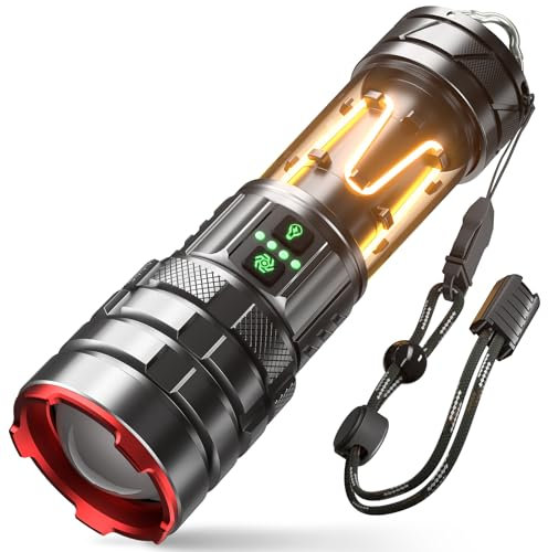 Sogdeco Torches LED Super Bright, High Lumens Rechargeable Torch with Camping Light, Zoomable, 11 Light Modes, Long Battery Life, Waterproof Powerful Tactical Torch for Camping, Dog Walking, Emergency