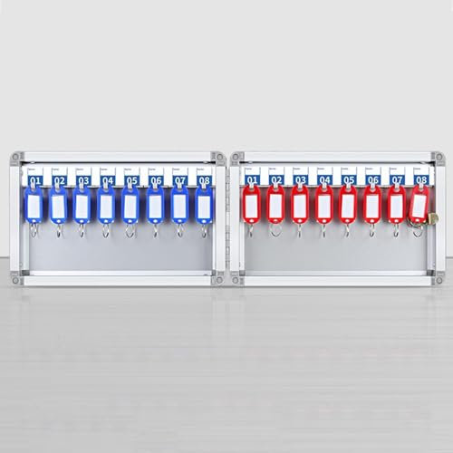 Schlüssel-Organizer zur Wandmontage, mit Schloss, Aluminium-Schlüssel-Aufbewahrungsbox mit Haken und Etiketten, Diebstahlschutz, Schlüsselschrank für Zuhause, Büro und Hotel