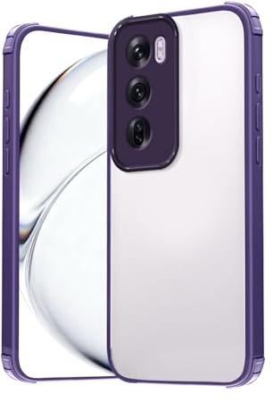 GOGME Custodia per OPPO Reno 12 Pro 5G / Reno12 Pro 5G, Cover con Bumper Opaco Antiscivolo e Retro Trasparente, Custodia Sottile Protettiva Antiurto e Antigraffio - Viola
