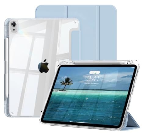 ZOPSGYU Coque pour iPad Air M4/M3/M2, Air 5ème/4ème Génération, Bleu | Étui pour iPad Air 11/10.9 Pouces (2026/2025/2024/2022/2020) avec Porte-Stylet, Auto Réveil/Sommeil Smart Cover