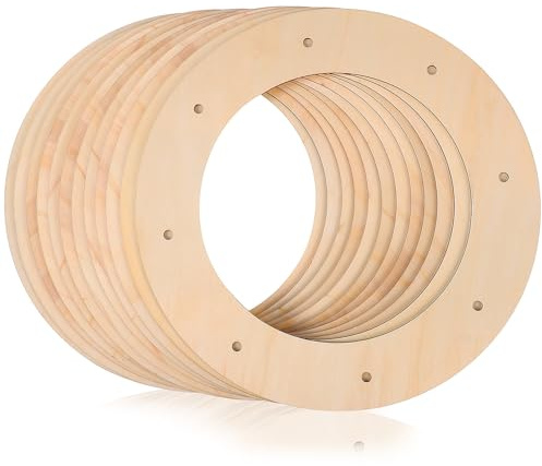 VICASKY 12 Pcs 30cm Wreath Frame Form Forms Unfinished Wood Wreaths Wooden Christmas for Crafts 3mm Thickness Ring Floral Arrangements, Front Door, Wall Decor, Fireplace, Centerpieces