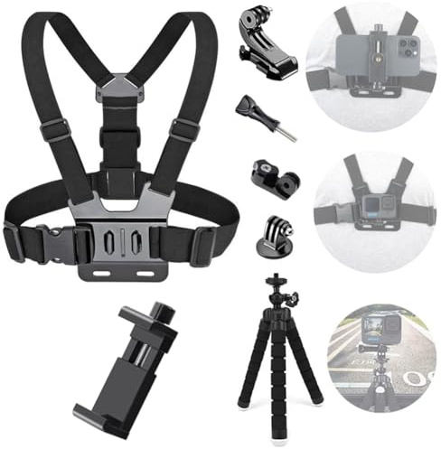 YHTSPORT Action Kamera Zubehör Brustgurt Brusthalterung, Verstellbarer Brustgurt für GoPro, DJI Osmo AKASO und Anderen Action-Kameras Action Kameras