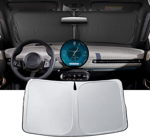 LUWU [Actualización] Parasol Coche Compatible con Mini Cooper 2024 2025 2026 Plegable Parabrisas Interior Parasol Parasol Parasol Delantero Protección UV J01 F65 F66 F67 Accesorios