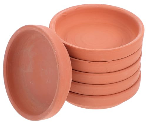 iplusmile Sottovasi in Terracotta Rossa 6 Pezzi, Piatti Multifunzionali Tondi per Vasi da Piante, Pratici e Decorazione Casa