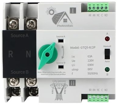 Commutateur de transfert automatique double puissance, sélecteur solaire | Photovoltaïque, Commutateurs sans interruption 2P 3P 4P 220V AC(3P,125A)