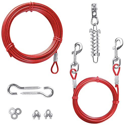 Trixie 2293 Spannleine mit Laufleine, 15 m, rot