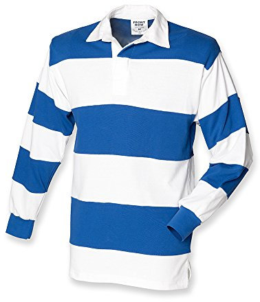Front Row Sewn Stripe Rugby Shirt : Color White : Size XL
