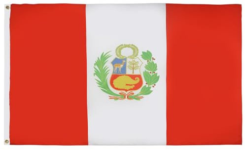 AZ FLAG - Flagge Peru - 150x90 cm - Peruanische Fahne 100% Polyester mit Messing-Ösen - 110g