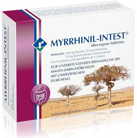 MYRRHINIL-INTEST - zur unterstützenden Behandlung von Magen-Darm-Störungen mit Durchfall, Krämpfen und Blähungen - 1 x 500 Filmtabletten