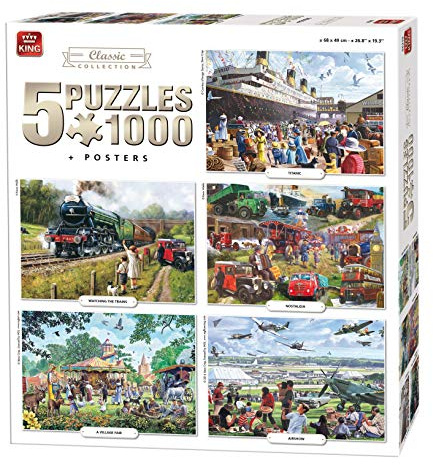 King 5-in-1 Klassische Kollektion an Puzzles - inklusive 5 x 1000 Puzzleteile & Poster