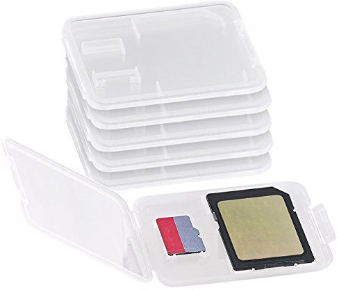 Merox SD Karten Hülle: Speicherkartenbox für SD-, miniSD-, microSD-, MMC-Karten, 6er-Set (Speicherkartenhülle, Micro Hülle, Karte Aufbewahrung)