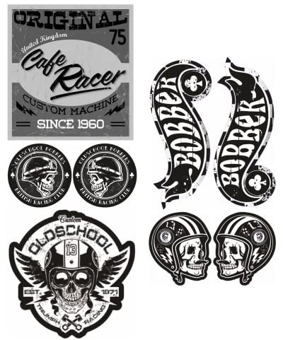 cut-it folientechnik & design MG612 / Aufkleber Set Bobber - Breite je Sticker ca. 6cm + 3cm Cafe Racer Old School Scrambler Motorrad Biker Rocker