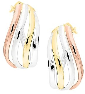 My Gold Damen Creolen Ohrringe Gold 333 Gelbgold Roségold Weissgold (8 Karat) Tricolor 22mm x 11mm Damenohrringe Mercier C-07904-G381