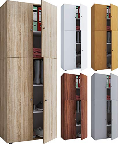 VCM Holz Kleiderschrank | Schrank mit 5 Fächern und Drehtüren | Maße ca. B. 70 x H. 184 x T. 40 cm – Lona