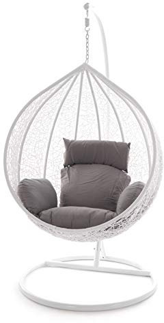 Kideo Swing Chair Hängesessel Hängestuhl Polyrattan Schwebesitz Loungesessel (grau)