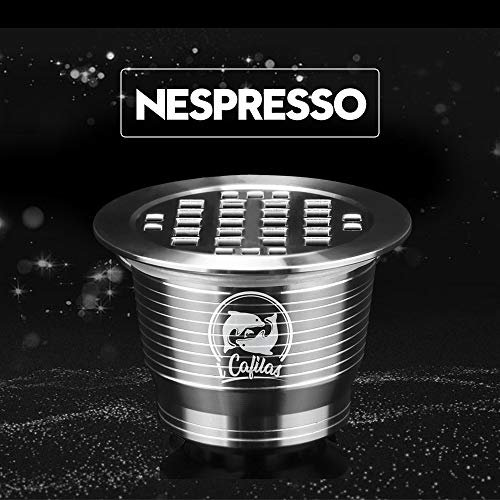 i Cafilas Capsules Nepresso En Acier Inoxydable Réutilisables Dosettes De Café Rechargeables Pour Machines Nepresso + Cuillère