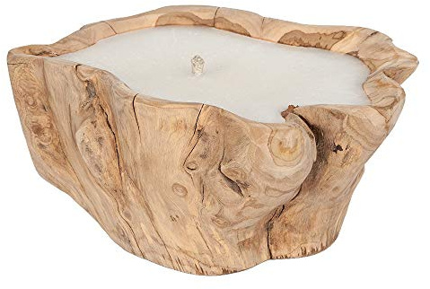 LEBENSwohnART Teak Kerze Vela ca. D35cm Teakschale Holzschale Schalenkerze Dekokerze Windlicht