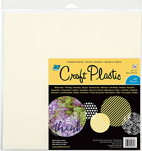 Grafix Craft Plastic Sheets 12X12 25/Pkg-Opaque White .010, Multi