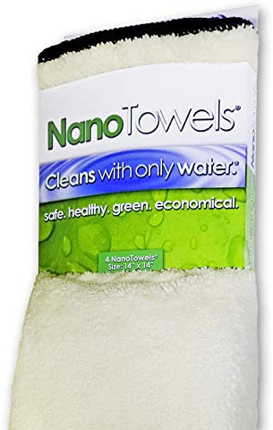 Nano Towels - Das erstaunliche Öko-Tuch, das praktisch jede Oberfläche nur mit Wasser reinigt. Keine Papiertücher oder giftigen Chemikalien mehr. 4er-Pack (14x14, Vanille)